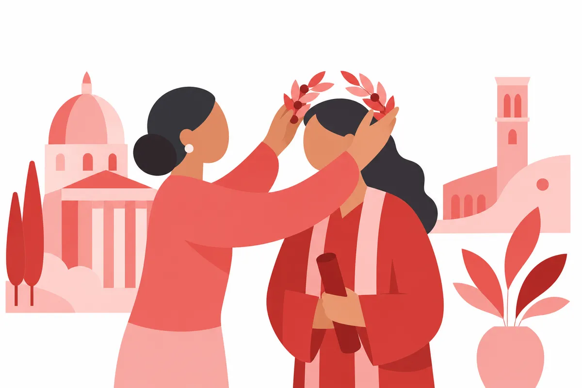 Illustrazione: Chi mette la corona di alloro al laureato? Chi la compra, chi la posa e quando