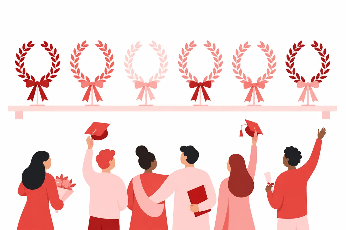 Illustrazione: Colori corona di alloro per facoltà: la tradizione dei nastri (che nessuno ha mai messo per iscritto)