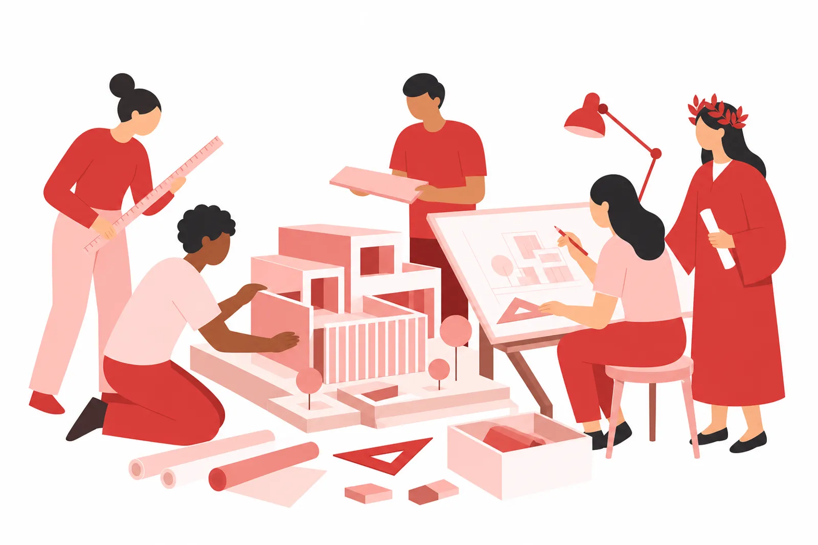 Illustrazione: studenti e laureati di Architettura