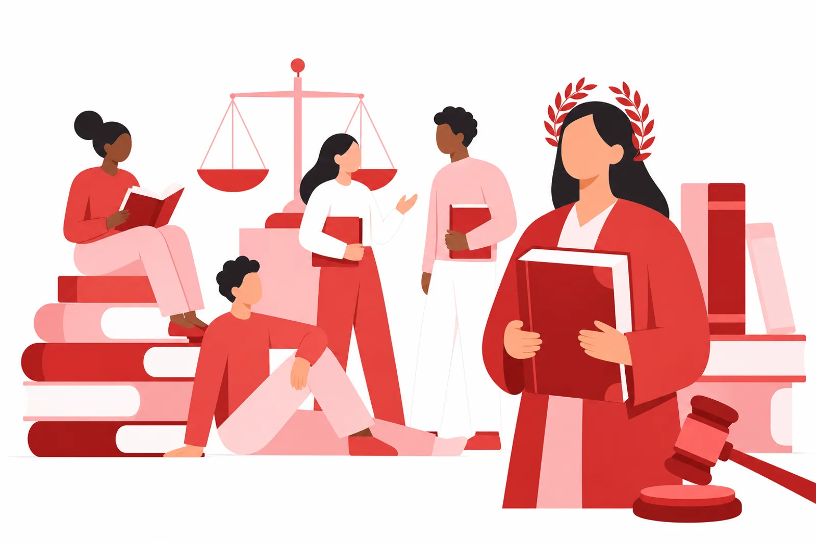 Illustrazione: studenti e laureati di Giurisprudenza