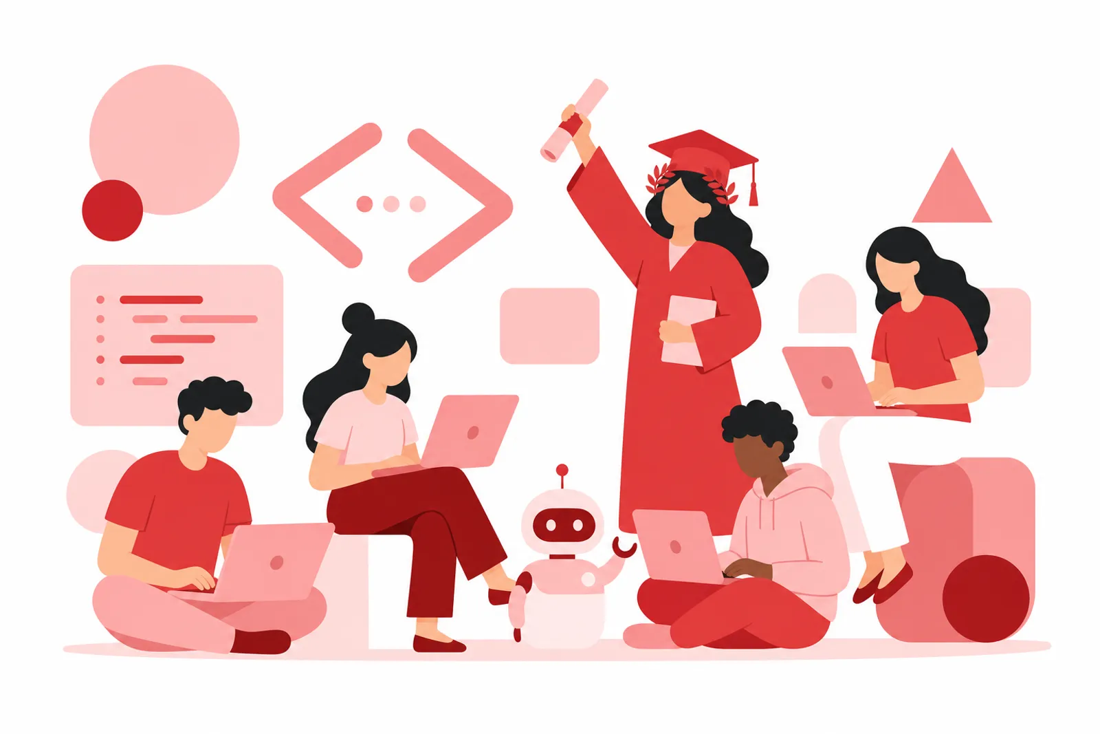 Illustrazione: studenti e laureati di Informatica
