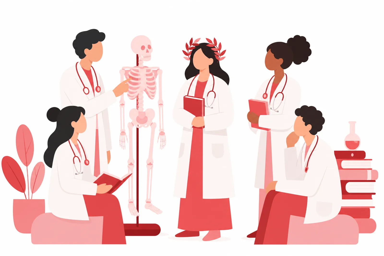 Illustrazione: studenti e laureati di Medicina