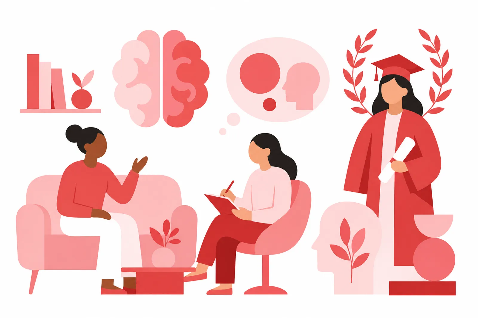 Illustrazione: studenti e laureati di Psicologia