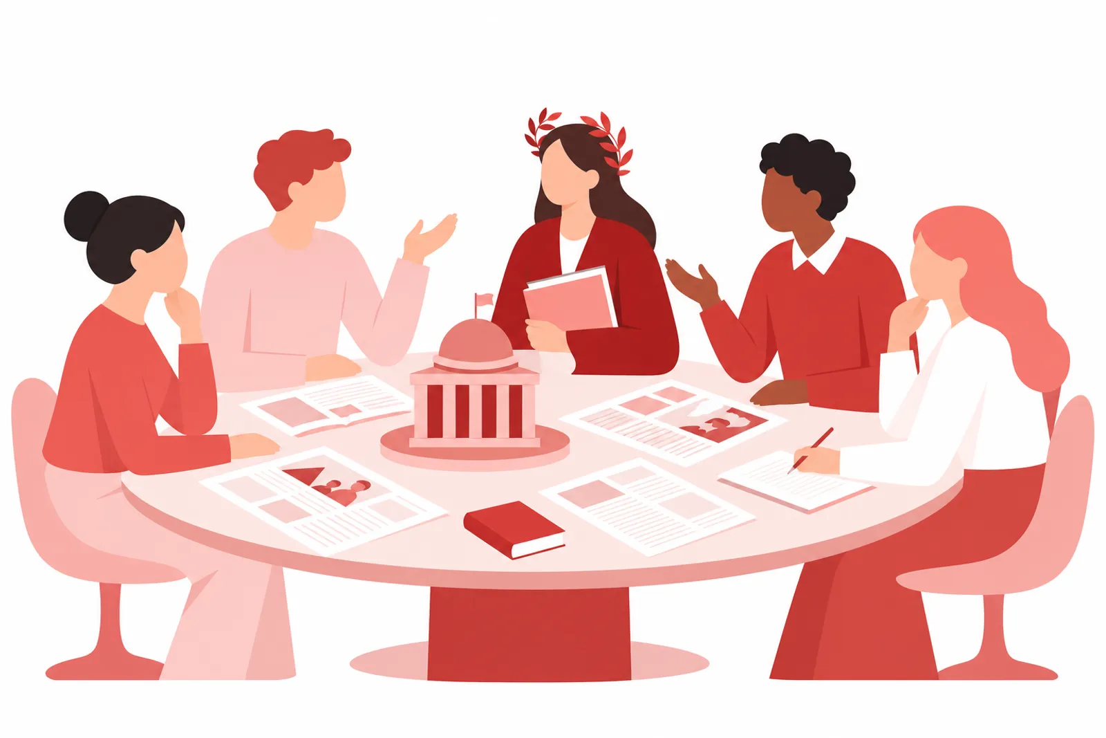 Illustrazione: studenti e laureati di Scienze politiche
