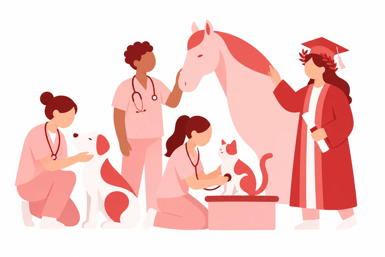 Illustrazione: studenti e laureati di Veterinaria