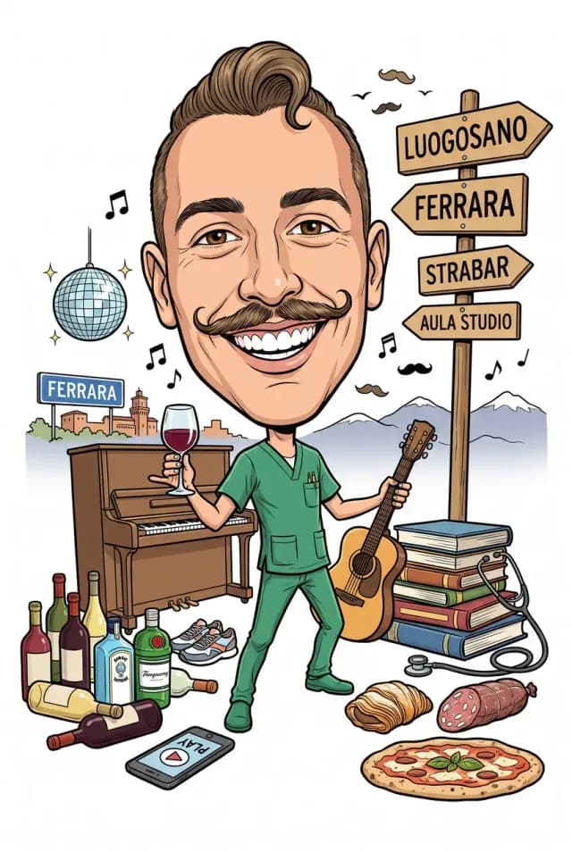 Caricatura di laurea di Matteo, Università di Ferrara